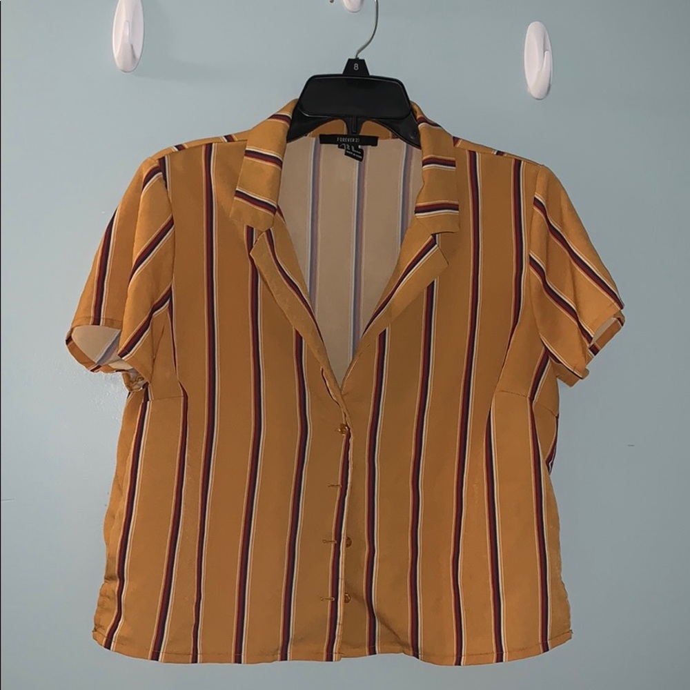 Mustard yellow button up cropped shirt